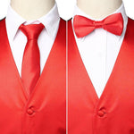 Men's 4pc Tuxedo Vest Suit Vest Paisley Vest Set with Bow Tie Neck Tie & Pocket Hanky