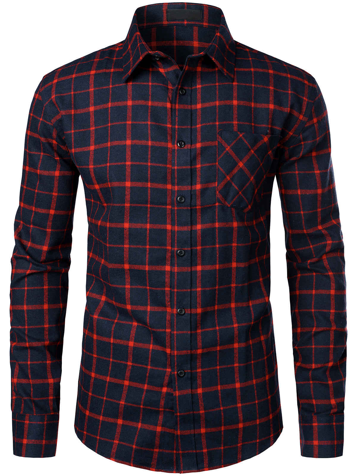 Men's Cotton Long Sleeve Plaid Shirt