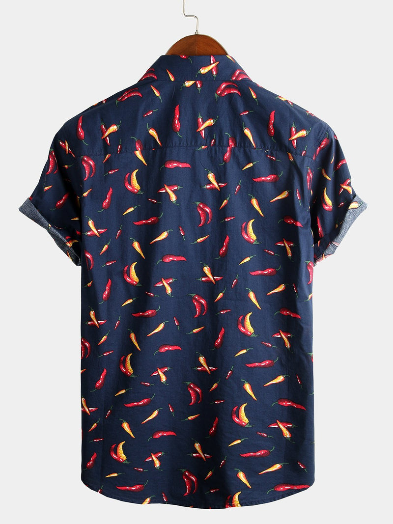 Men's Pepper Print Cotton Tropical Hawaiian Shirt