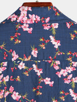 Men's Navy Blue Cotton Floral Tropical Hawaiian Shirt