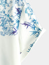 Men's Casual Bamboo Plant Leaf Print Button Up Summer Short Sleeve Shirt
