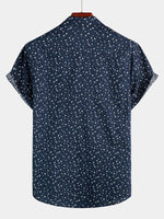 Men's Casual Cotton Print Short Sleeve Shirt