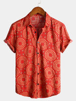 Men's Cotton Leisure Vintage 70s Short Sleeve Shirt