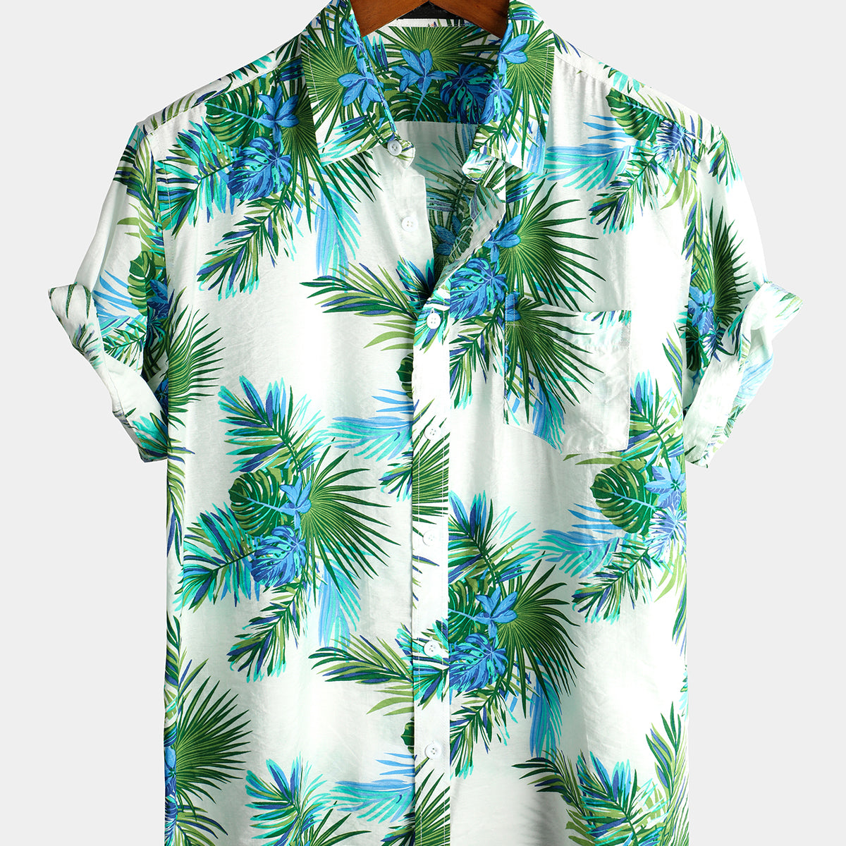 Men's Floral Print Tropical Holiday Cotton Shirt