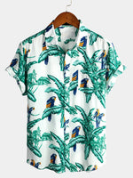 Men' Animal Holiday Tropical Short Sleeve Cotton Shirt