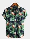 Men's Holiday Flamingo Short Sleeve Cotton Shirt