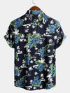 Men's Holiday Floral Tropical Short Sleeve Cotton Shirt
