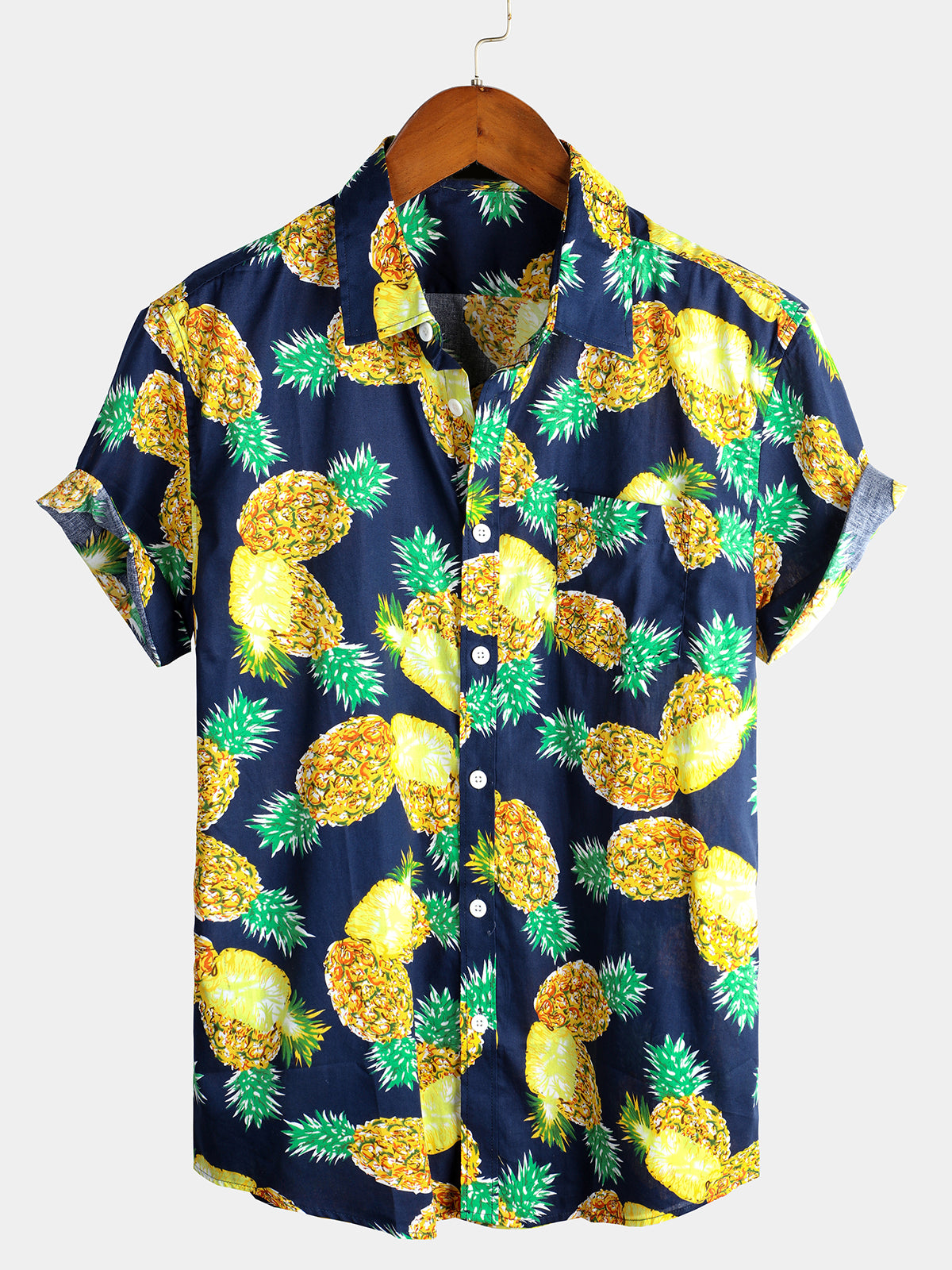 Men's Short Sleeve Pineapple Cotton Shirts