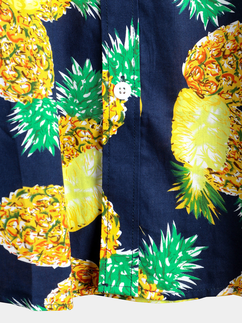 Men's Short Sleeve Pineapple Cotton Shirts