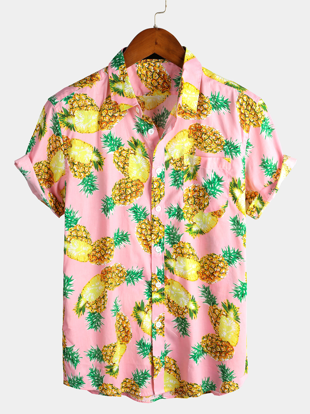 Men's Short Sleeve Pineapple Cotton Shirts