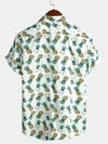 Men's Holiday Tropical Pineapple Cotton Pocket Short Sleeve Shirt