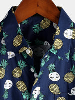 Men's Holiday Tropical Pineapple Pocket Cotton Shirt