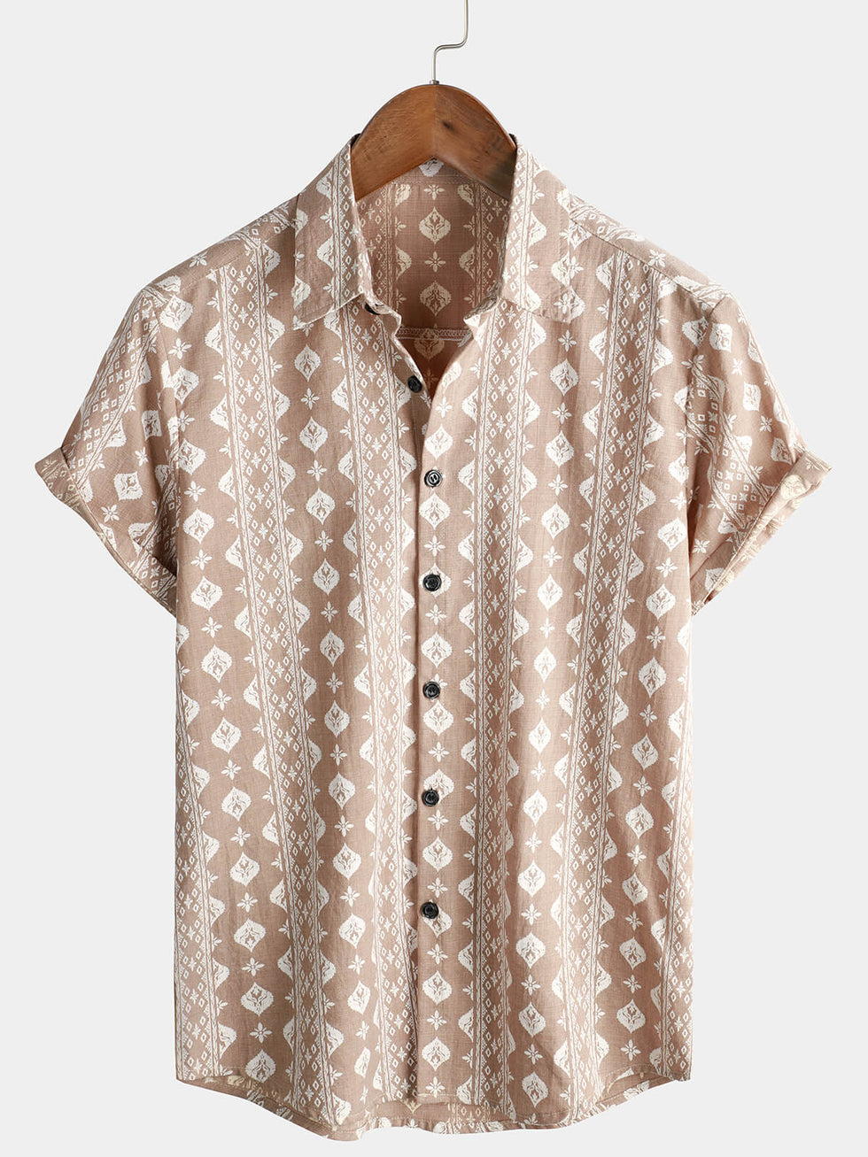 Vintage brown print button shirt main image 1