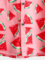 Men's Watermelon Tropical Hawaii Fruit Print Cotton Shirt