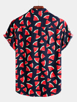 Men's Watermelon Tropical Hawaii Fruit Print Cotton Shirt