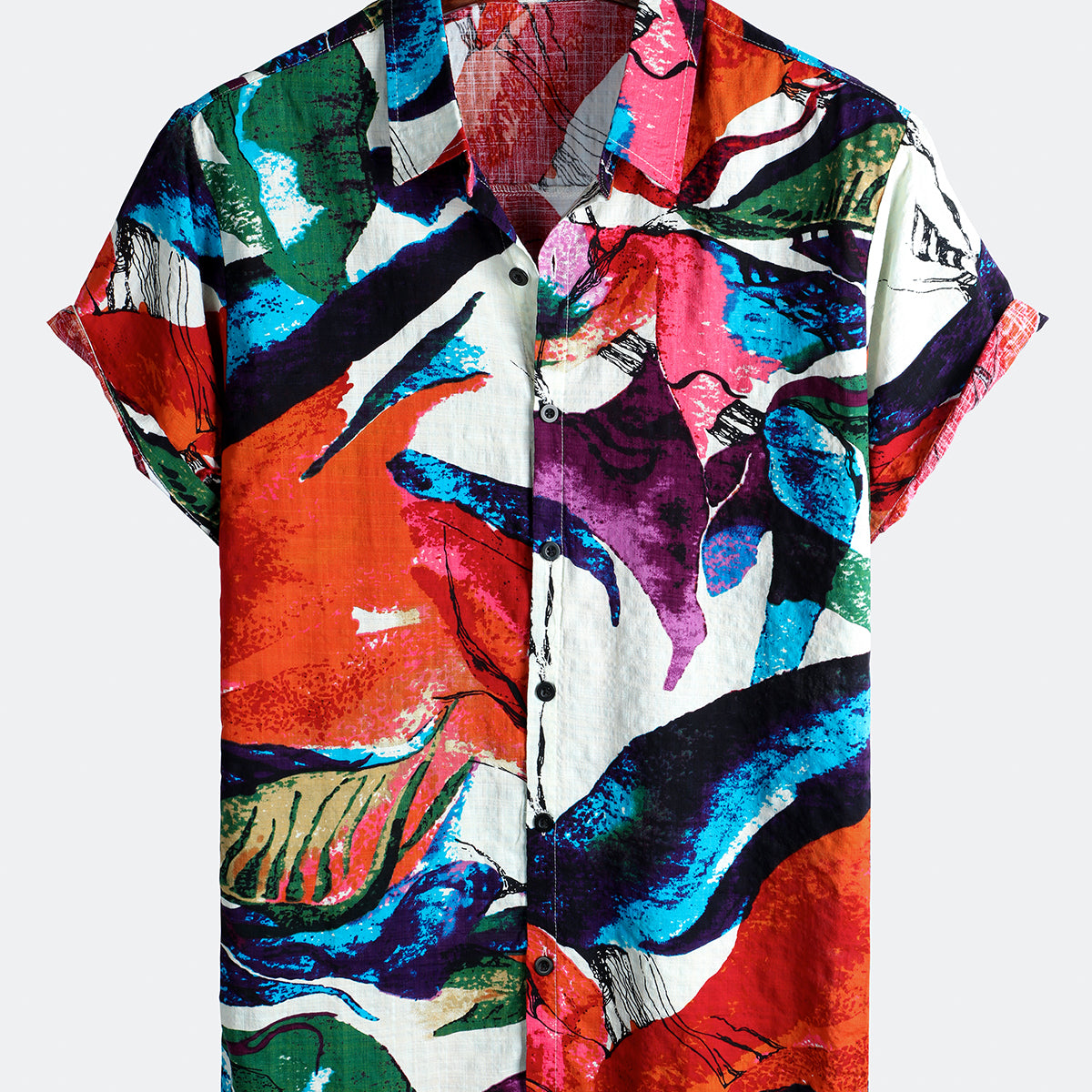 Men's Cotton Tropical Hawaiian Causal Short Sleeve Shirt