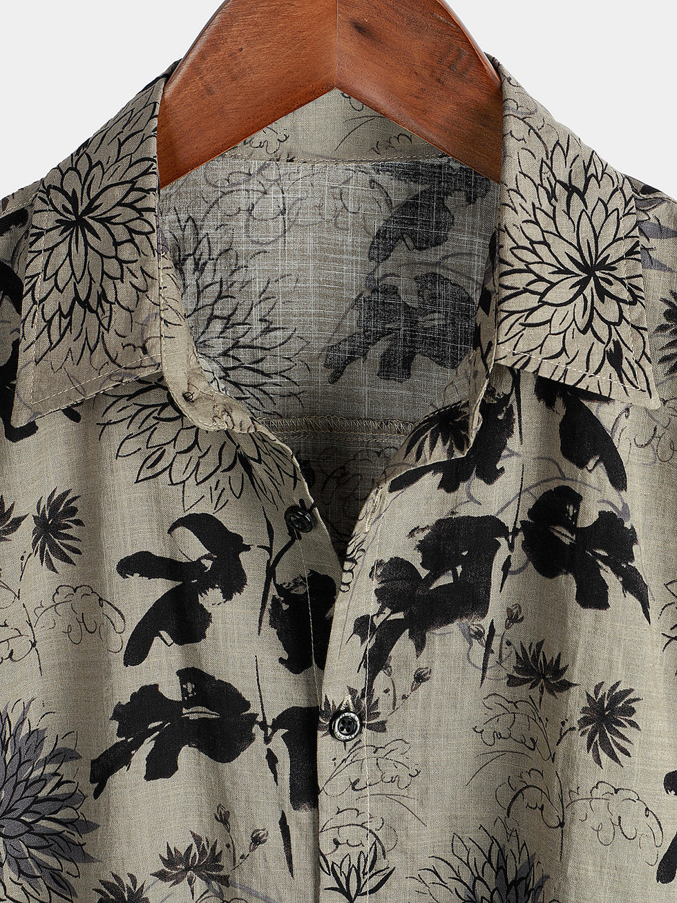 JOHN HANDCUT FLORAL FLAT FRONT SHORT - BLUE main image 1
