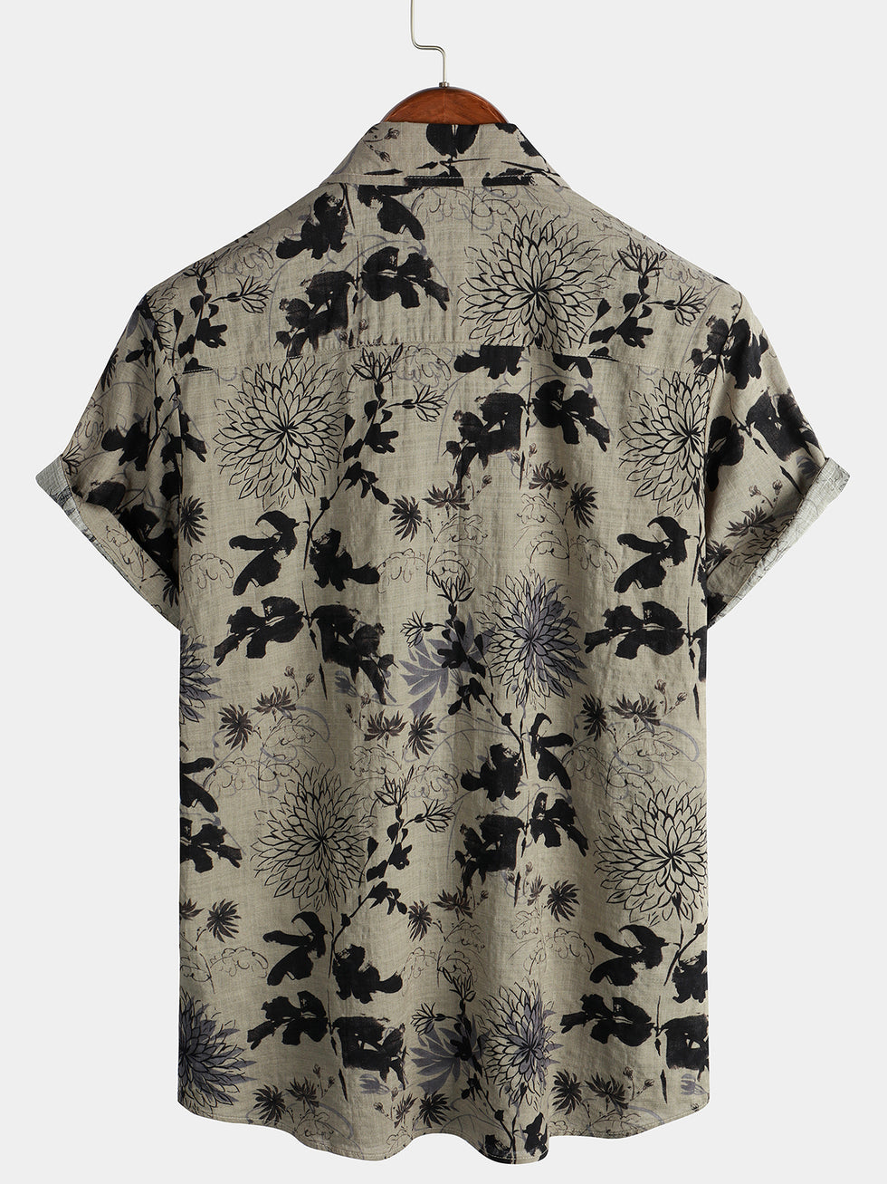 JOHN HANDCUT FLORAL FLAT FRONT SHORT - BLUE