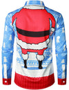 Men's Christmas Cute Santa Claus Funny Print Fancy Long Sleeve Shirt