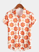 Men's Vintage Floral Button Up Short Sleeve Beach Disco Summer 70s Retro Hawaiian Shirt