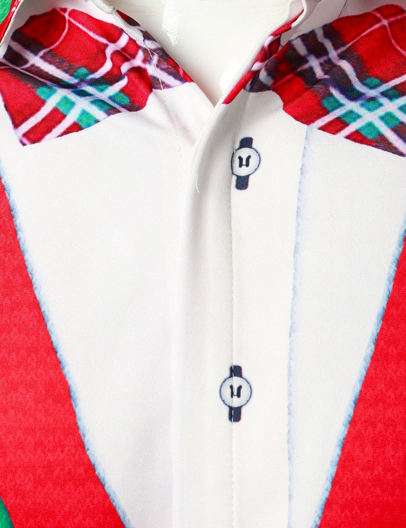 Men's Christmas Themed Regular Fit Red Plaid Long Sleeve Shirt
