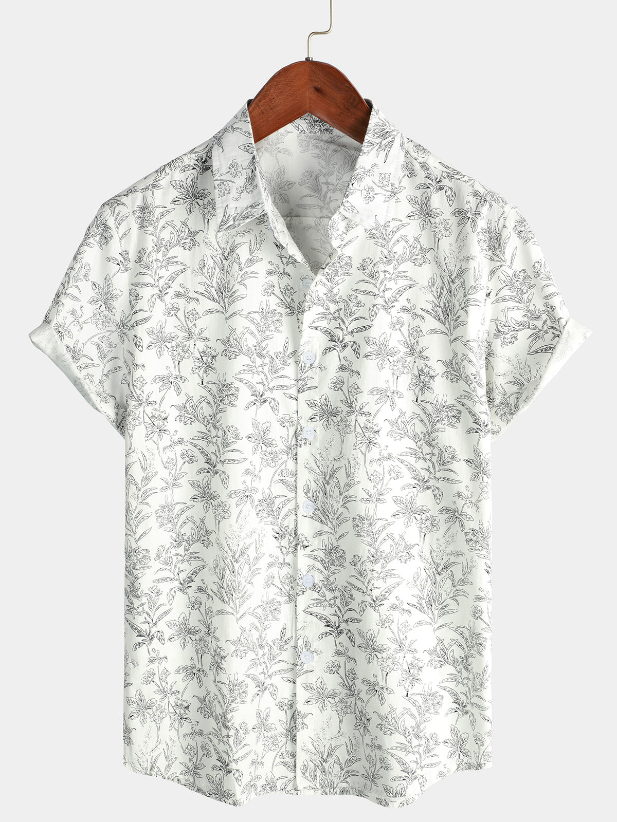 Men's Summer Floral Print Button Hawaiian Shirt