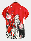 Men's Christmas Print Regular Fit Red Short Sleeve Shirt