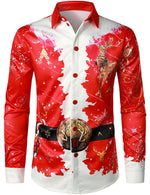 Bundle Of 3 | Men's Christmas Santa Xmas Happy New Year Fireworks Long Sleeve Shirt