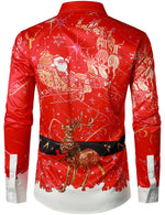 Bundle Of 3 | Men's Christmas Santa Xmas Happy New Year Fireworks Long Sleeve Shirt