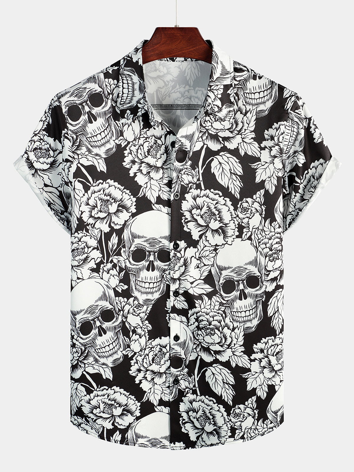 Men's Skull Hippie Casual Short Sleeve Shirt