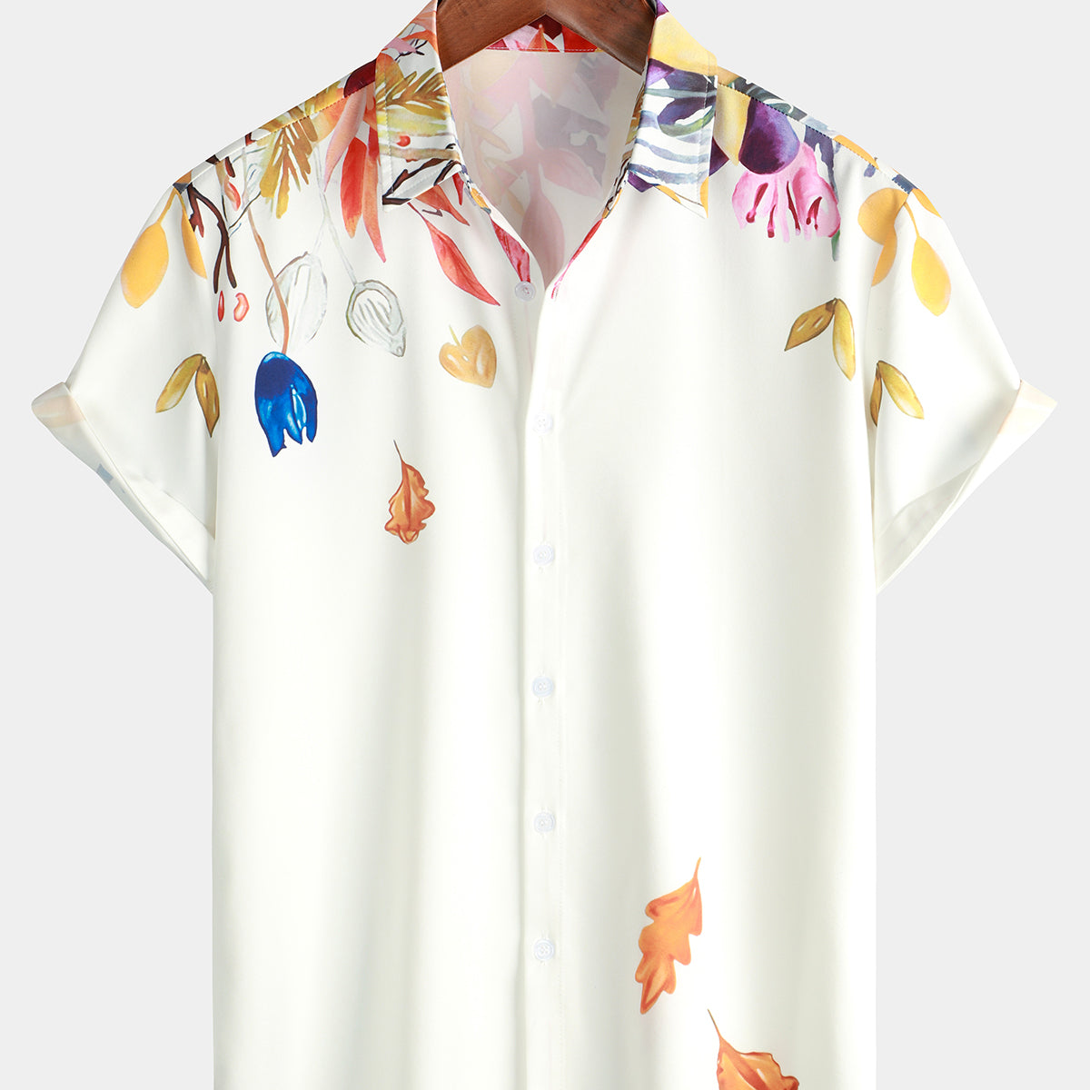 Men's Floral Casual Beach Summer Button Up Holiday Short Sleeve Shirt