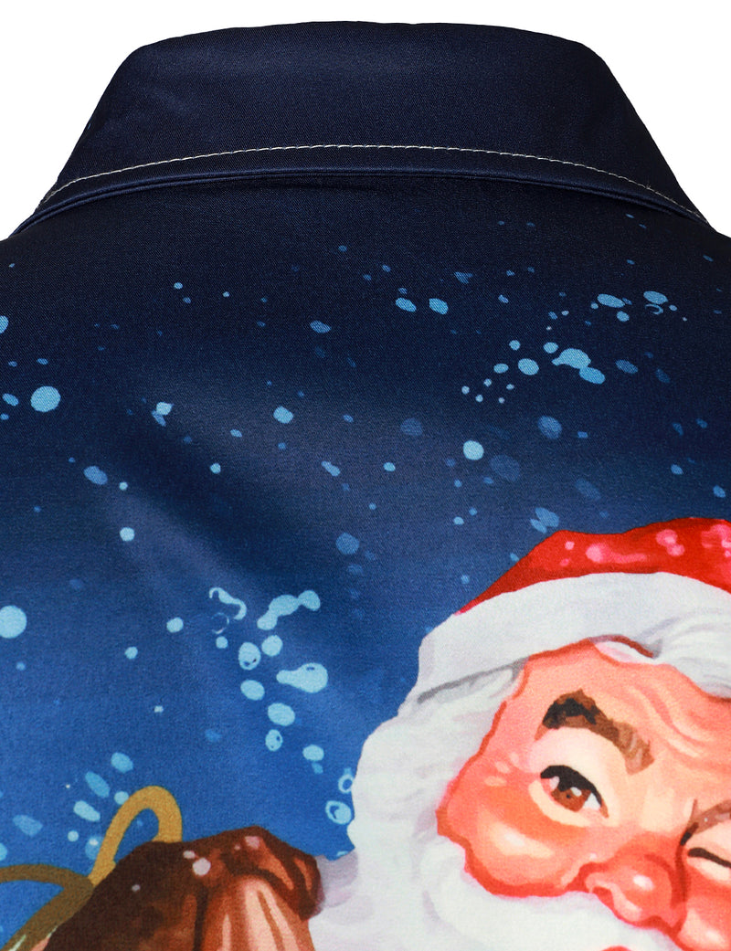 Men's Christmas Santa Claus Funny Print Regular Fit Long Sleeve Shirt
