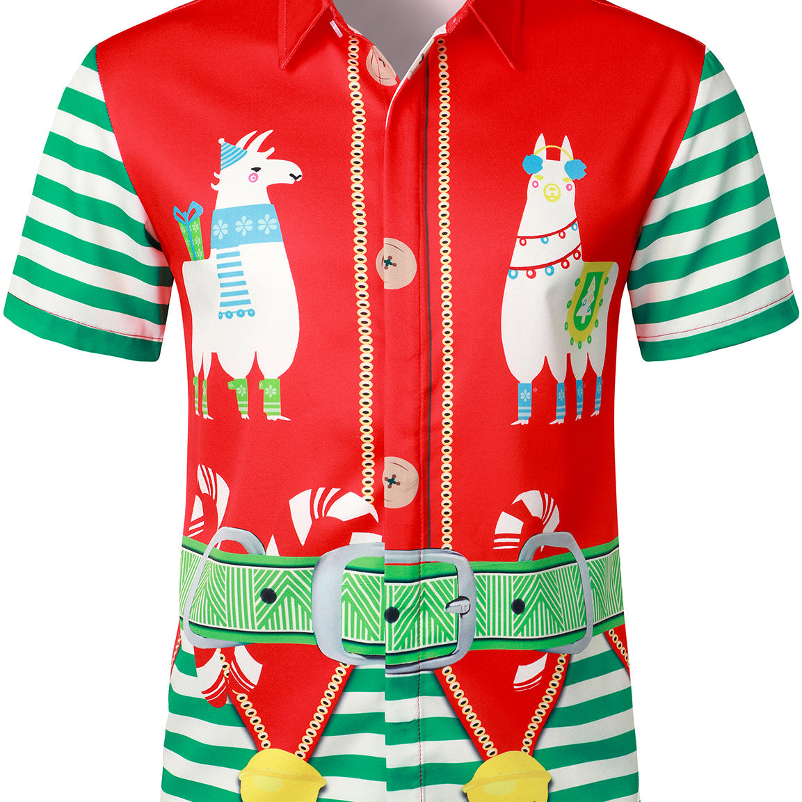 Men's Christmas Themed Top Funny Alpaca Costume Short Sleeve Shirt