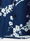 Men's Floral Print Vintage Navy Blue Casual Short Sleeve Lapel Shirt