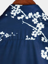 Men's Floral Print Vintage Navy Blue Casual Short Sleeve Lapel Shirt