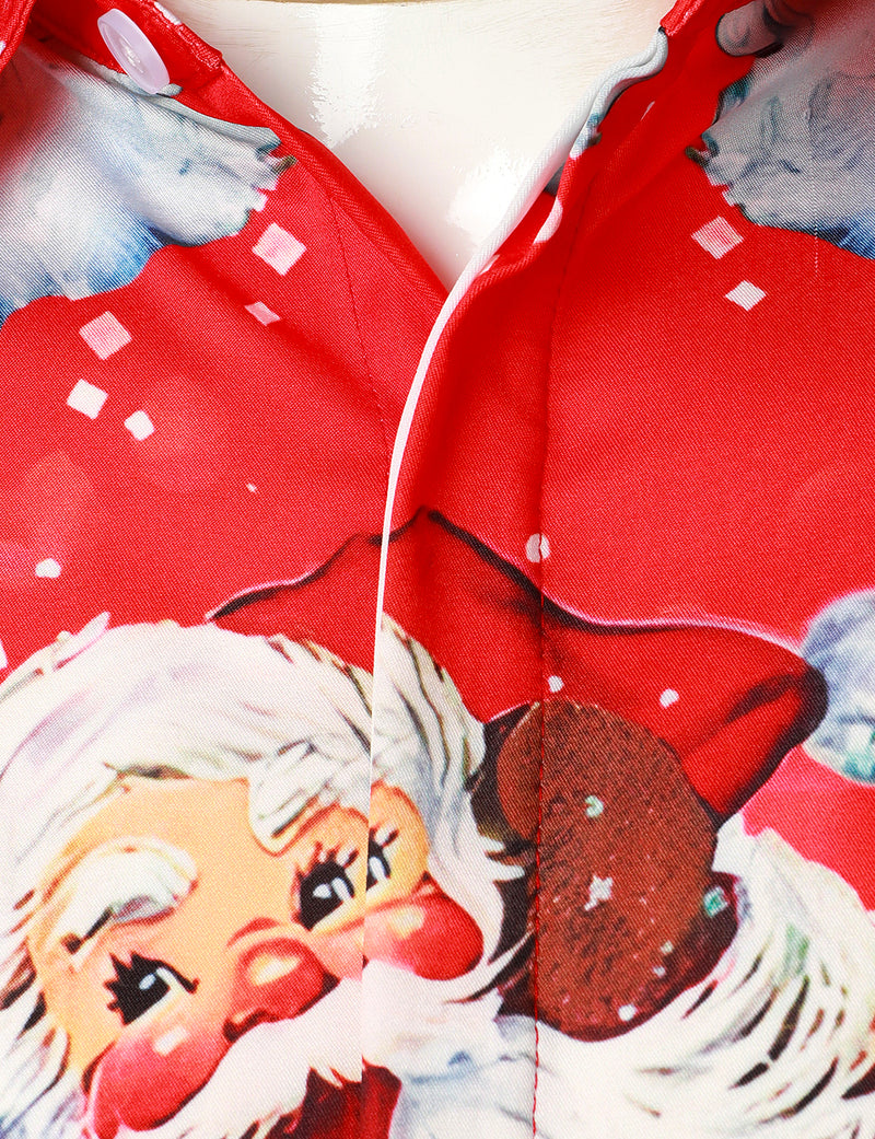 Men's Christmas Themed Santa Claus Xmas Costume Red Funny Long Sleeve Shirt