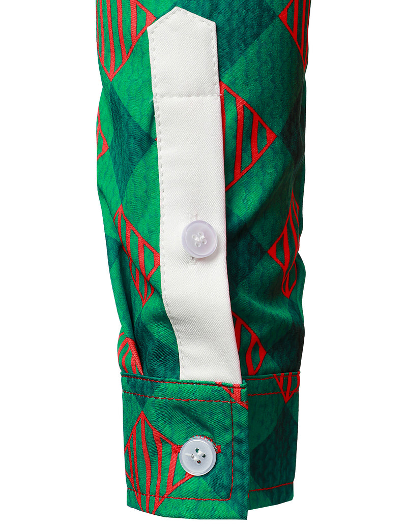 Men's Christmas Print Xmas Vacation Costume Button Long Sleeve Shirt