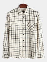 Men's Cotton Long Sleeve Plaid Shirt