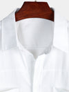 Men's Cotton & Linen Chest Pockets Solid Color Short Sleeve Shirt