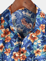 Men's Summer Floral Print Beach Resort Holiday Cotton Aloha Short Sleeve Hawaiian Shirt