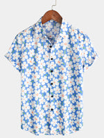 Men's Floral Print Holiday Flower Casual Short Sleeve Shirt