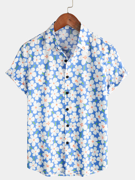 Men's Floral Print Holiday Flower Casual Short Sleeve Shirt – Atlanl