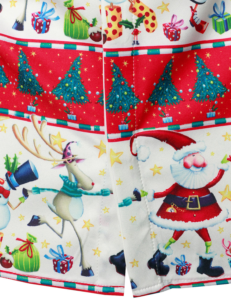 Men's Santa Reindeer Striped Print Merry Christmas Long Sleeve Shirt