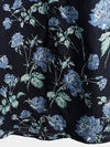 Men's Blue Floral Print Cotton Breathable Vacation Flower Short Sleeve Shirt