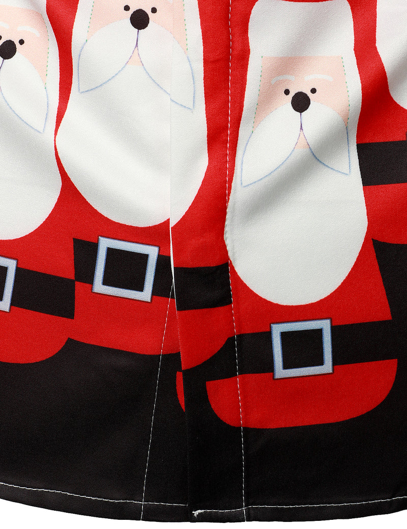 Men's Snow Santa Funny Long Sleeve Christmas Vacation Button Shirt