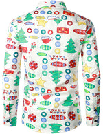Men's Christmas Tree Print Star Regular Fit Long Sleeve Shirt