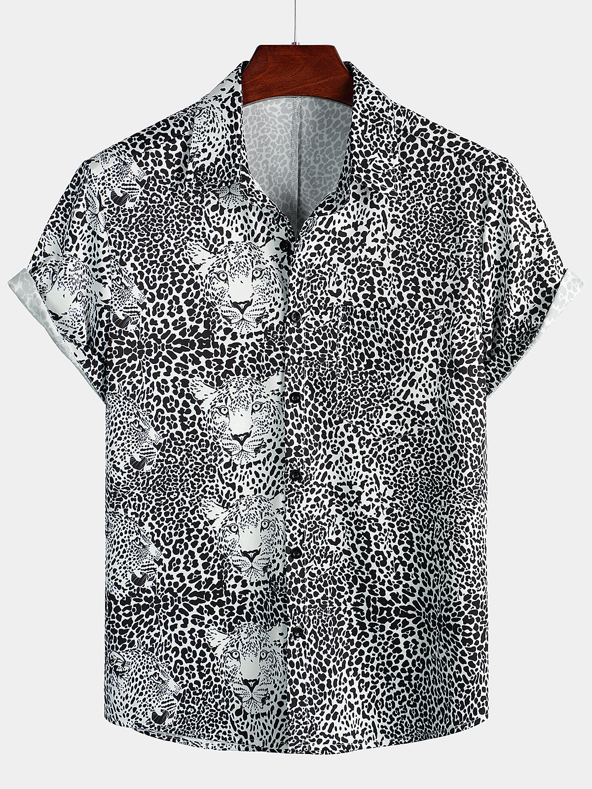 Men's Leopard Summer Pocket Short Sleeve Shirt