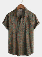Bundle Of 2 | Men's Vintage Paisley Print 70s Button Up Boho Retro Tribal Short Sleeve Shirt