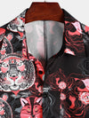 Men's Tiger & Rose Print Summer Pocket Shirt