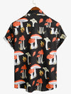 Men's Mushroom Cute Print Cruise Summer Short Sleeve Button Up Shirt